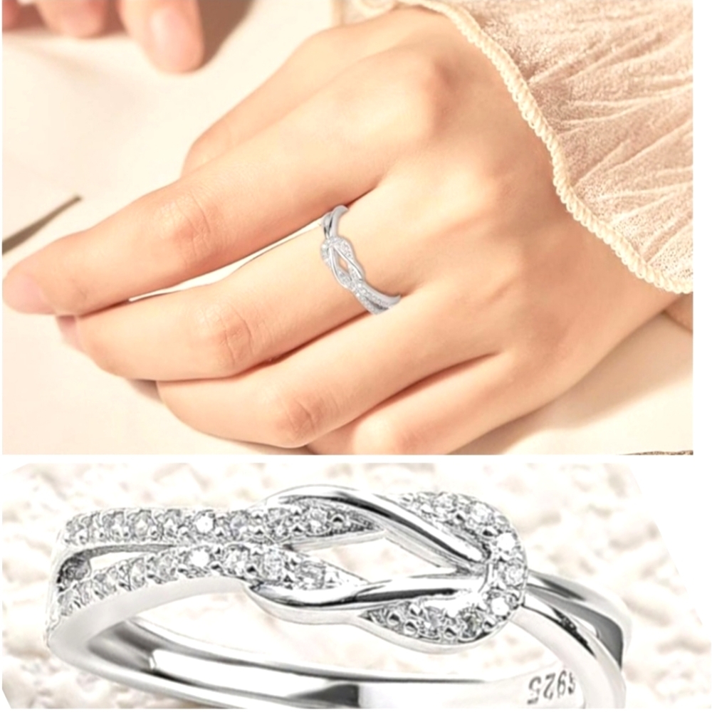 New Silver Love Knot Ring Friendship Promise Mother Daughter Relationship